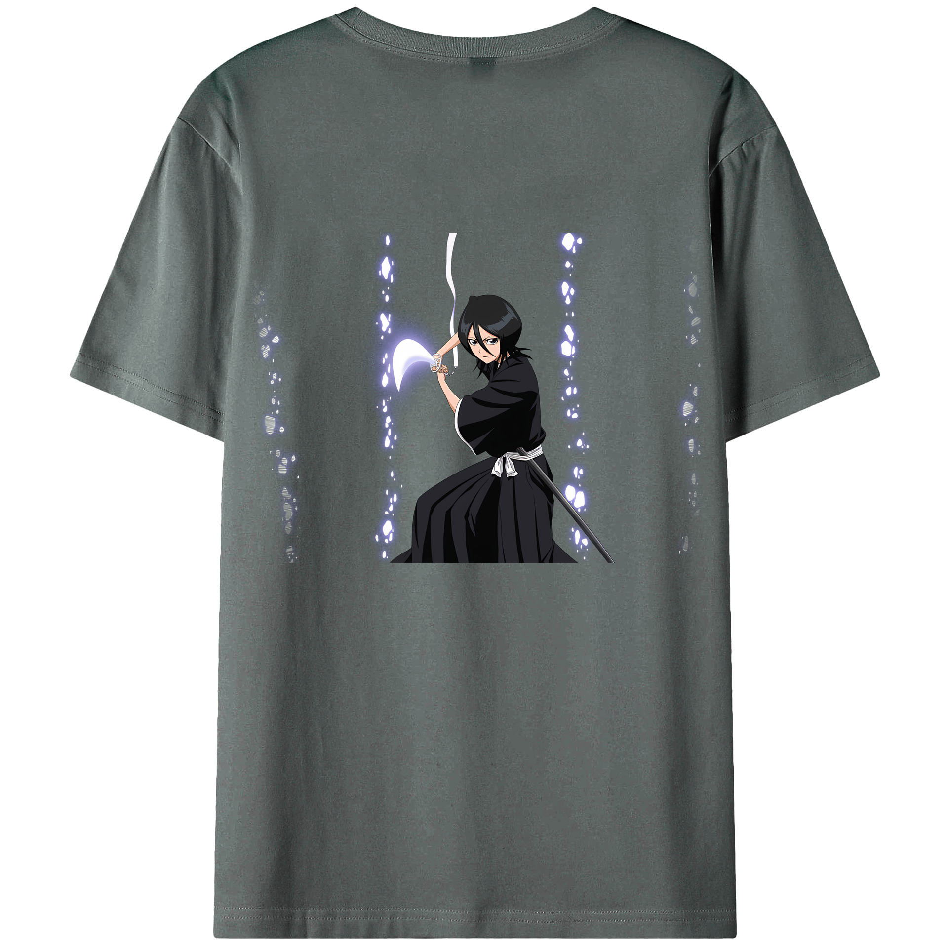 （画像用） ブリーチ 朽木ルキア BLEACH Kuchiki Rukia 綿100％ メンズ半袖Tシャツ（バックプリント） 通気性